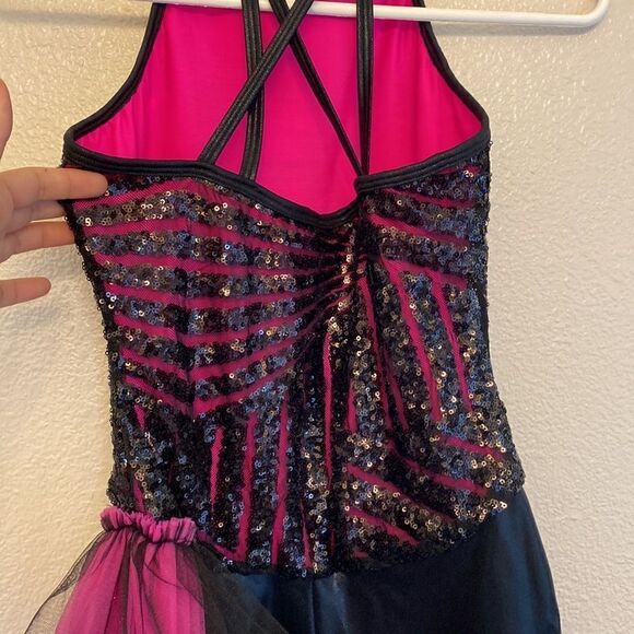 Curtain Call Dance Costume jazz hot pink black dress J4955 Adult MA AME - Picture 8 of 11